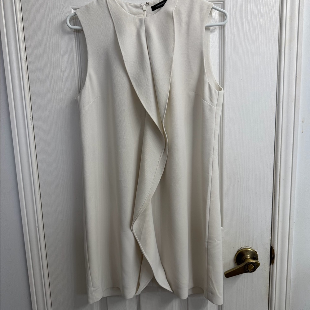 French Connection Ivory Ruffle Front Mini Dress Women's XS Wedding Cocktail Chic